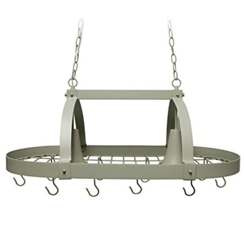 Hivvago Rustic 2 Light 10 Hook Ceiling Mounted Hanging Pot Rack