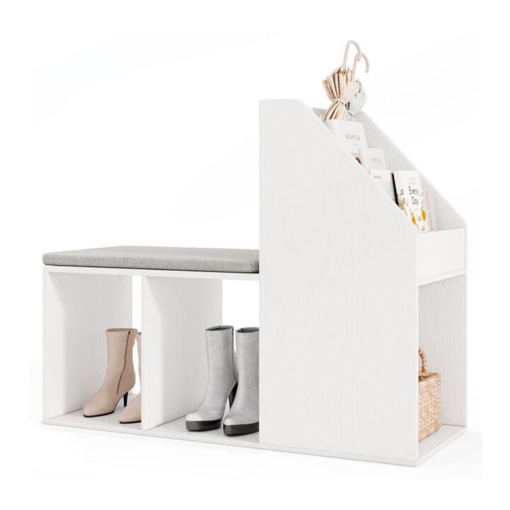 Hivvago Shoe Storage Bench with Removable Seat Cushion and 6 Storage Compartments