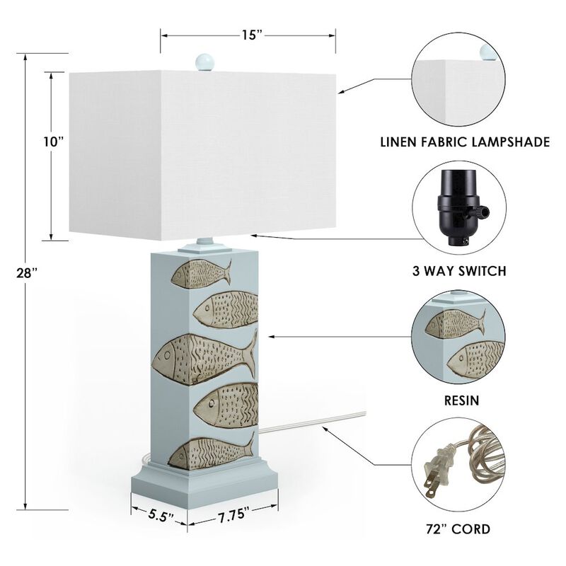 Lux Lighting Pompano 28 Polyresin Coastal Fish Table lamp, (Set of 2)