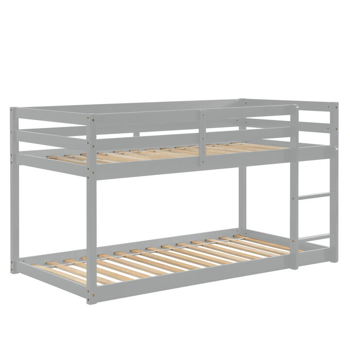 Twin over Twin Floor Bunk Bed,Grey（Old Sku:W50430319）