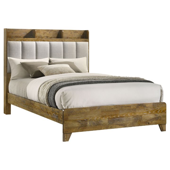 Nolan Panel Bed, Channel-Tufted Fabric, Wood