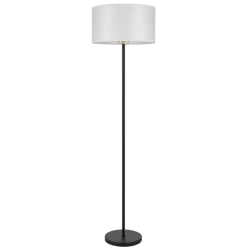 Avira 61 Inch Floor Lamp, String Pattern White Fabric Shade, Black Metal image number 4