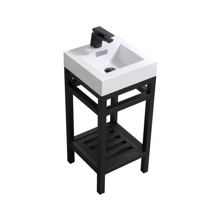 Kubebath Cisco 16 Stainless Steel Console with Acrylic Sink - Matt Black