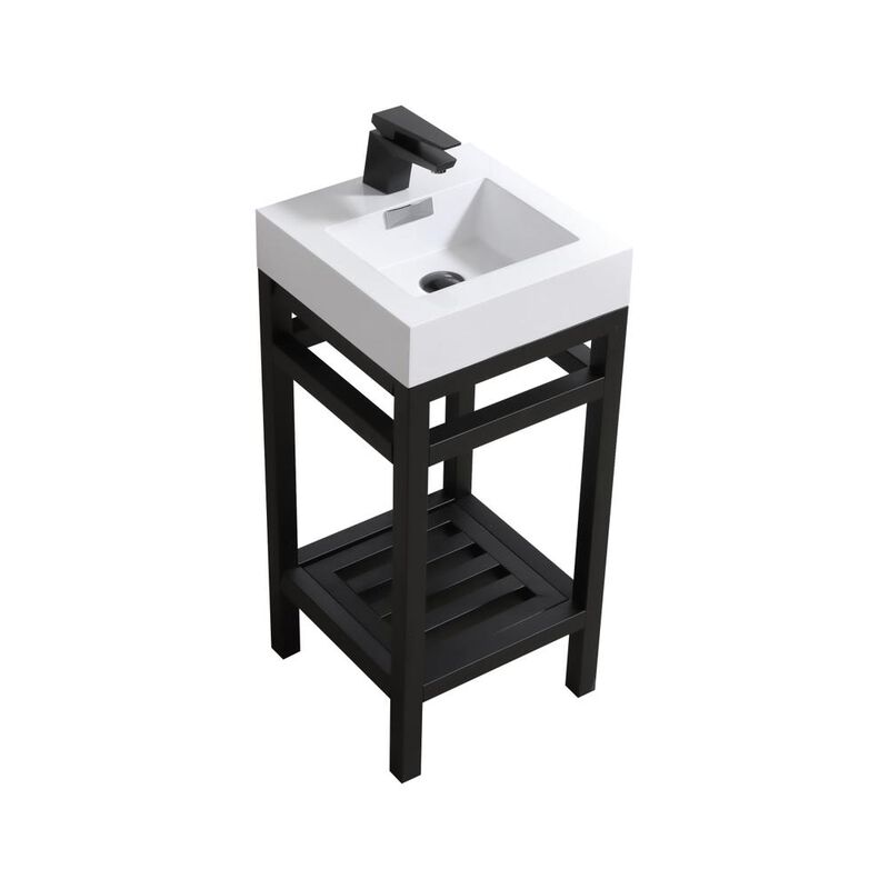 Kubebath Cisco 16 Stainless Steel Console with Acrylic Sink - Matt Black