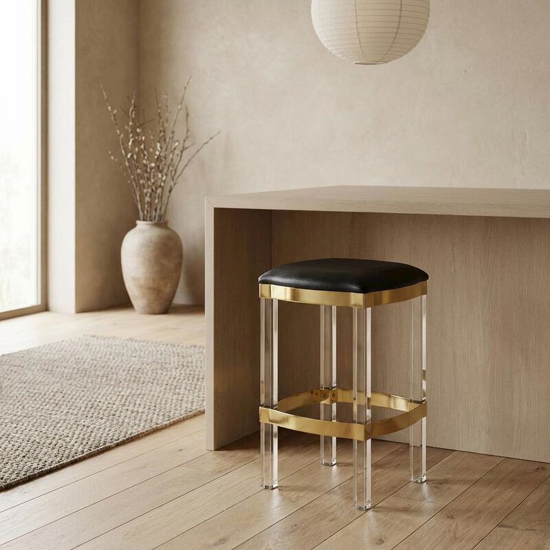 Starlight Canyon Home Leather Upholstered Counter Stool, Modern Contemporary Bar Kitchen Chair image number 2