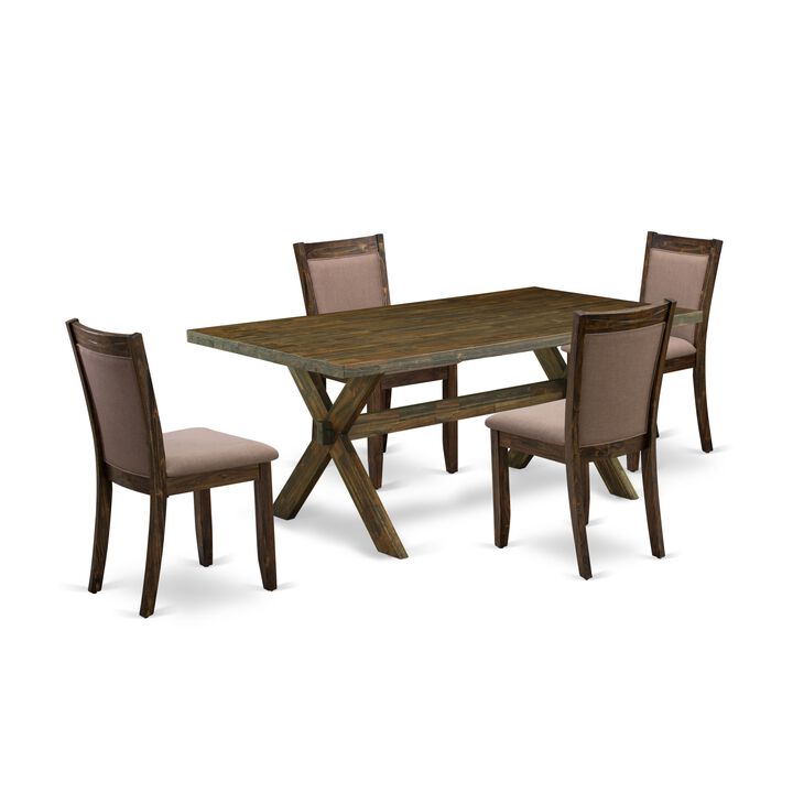 East West Furniture X777MZ748-5 5Pc Dining Set - Rectangular Table and 4 Parson Chairs - Multi-Color Color