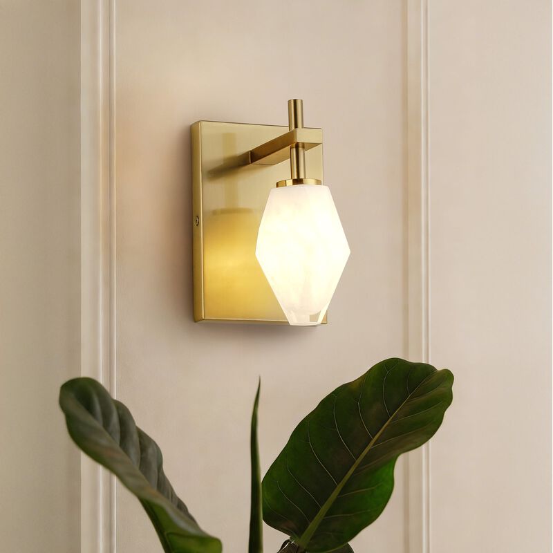 Vanity Light for Bathroom, Multi-Faceted Glass Shade, Electroplated Finish image number 1