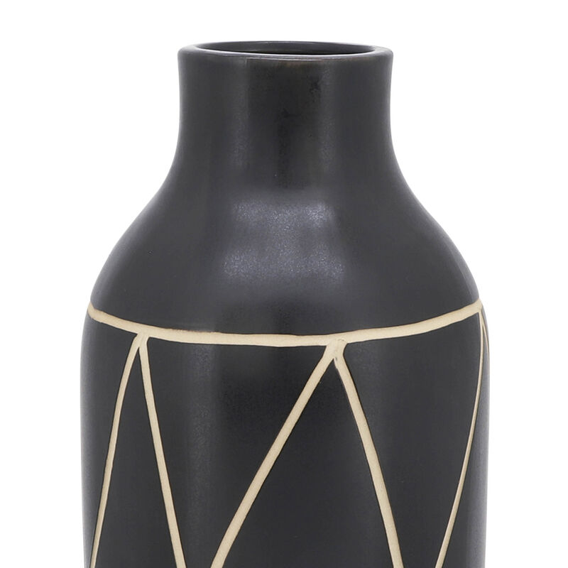 Cer, 16"H Tribal Vase, Black image number 5
