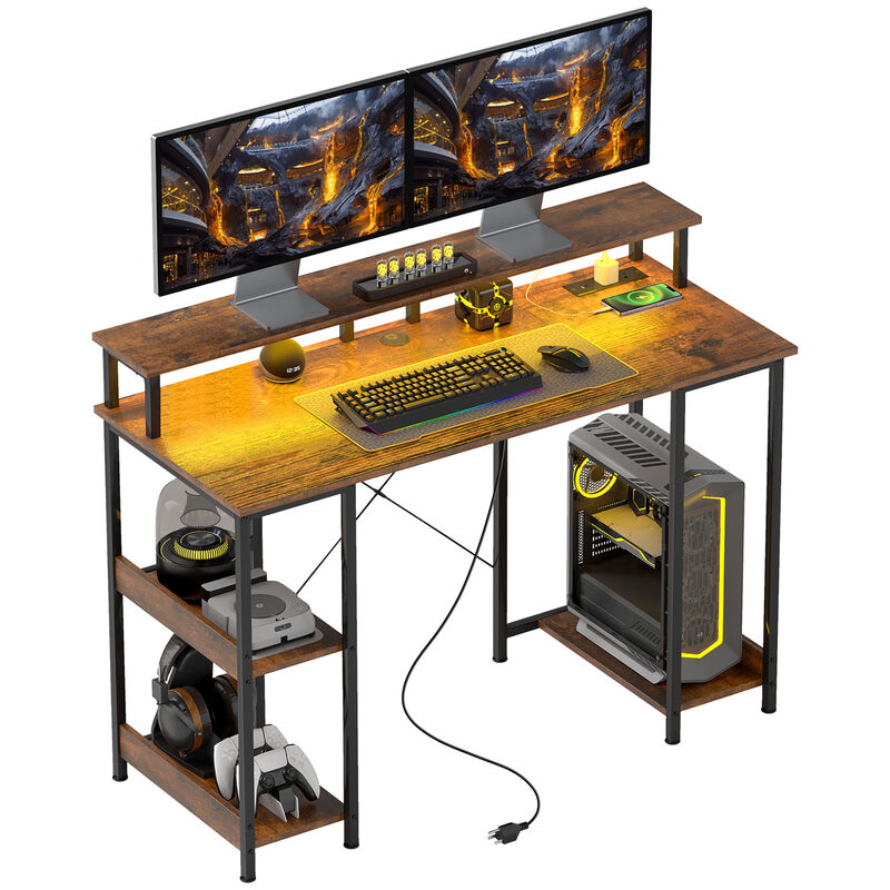 Hivvago 47" Workstation Desk with LED Lighting and Storage image number 0