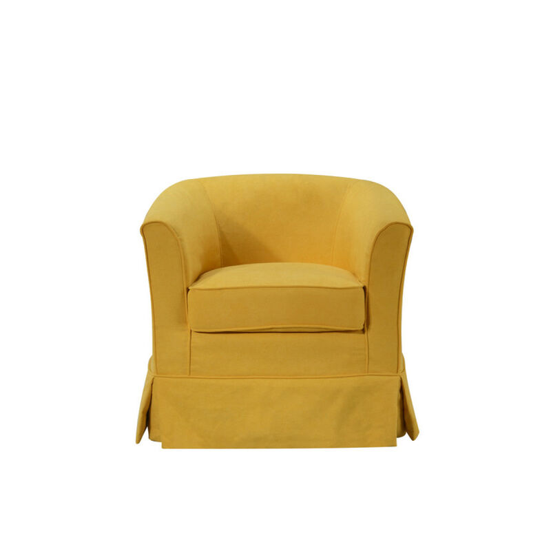 Tucker Yellow Woven Fabric Swivel Barrel Chair