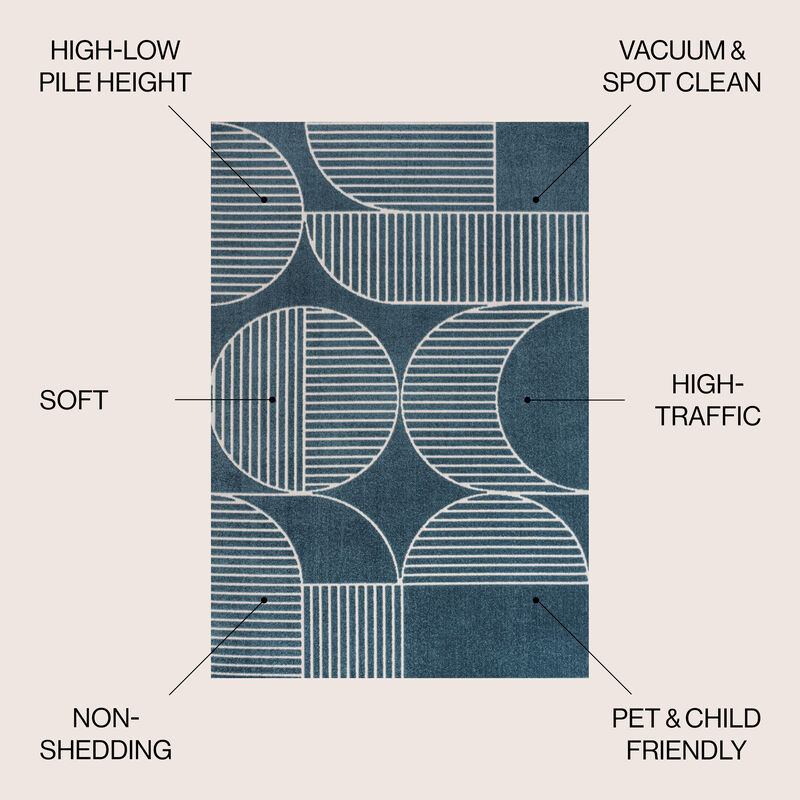 Nordby Geometric Arch Scandi Striped Area Rug