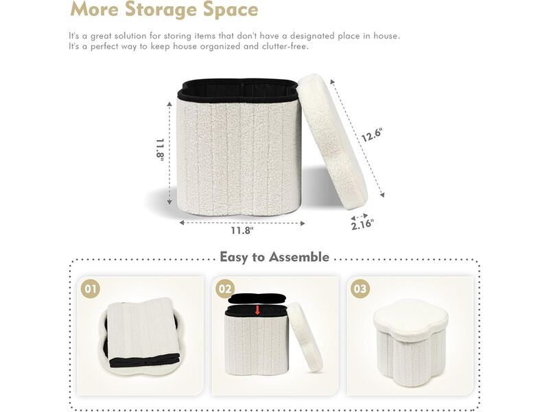 Boucle Ottoman Seat for Dorm Room image number 4