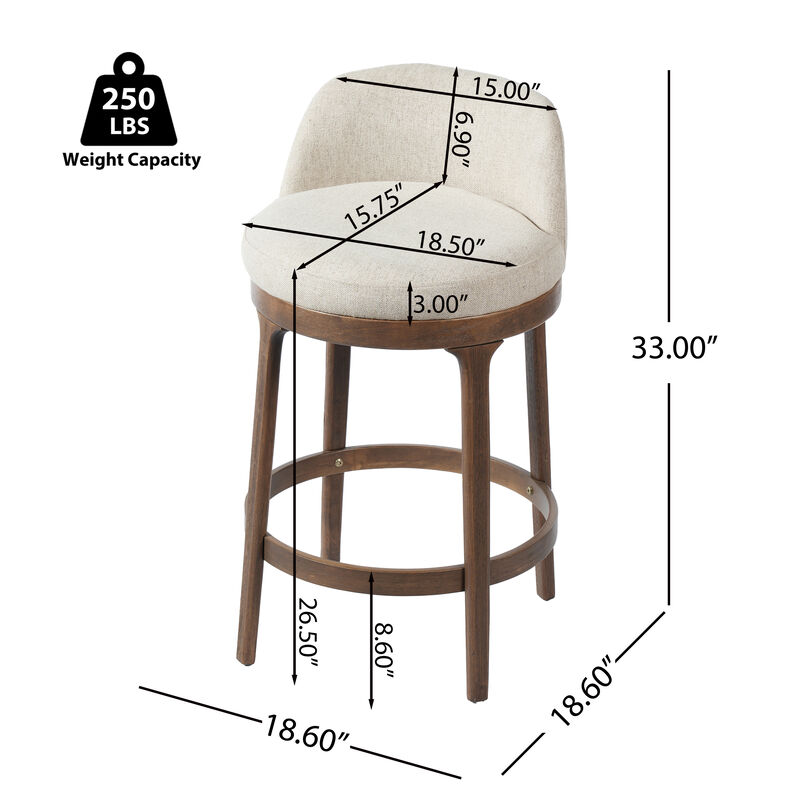 Christopher Knight Home Cecile Modern Rubberwood Upholstered Bar Stools (Set of 4) image number 2