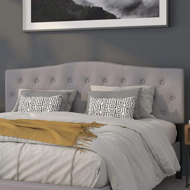 Flash Furniture Tufted Upholstered King Size Headboard in Light Gray Fabric image number 7