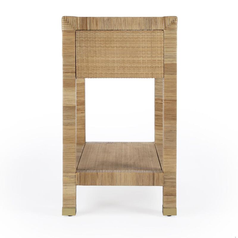 Butler Specialty Corfu 1 Drawer Natural Rattan Nightstand, Natural and White image number 4