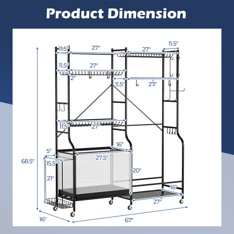 Sports Equipment Organizer Rack for Garage Storage and Organization