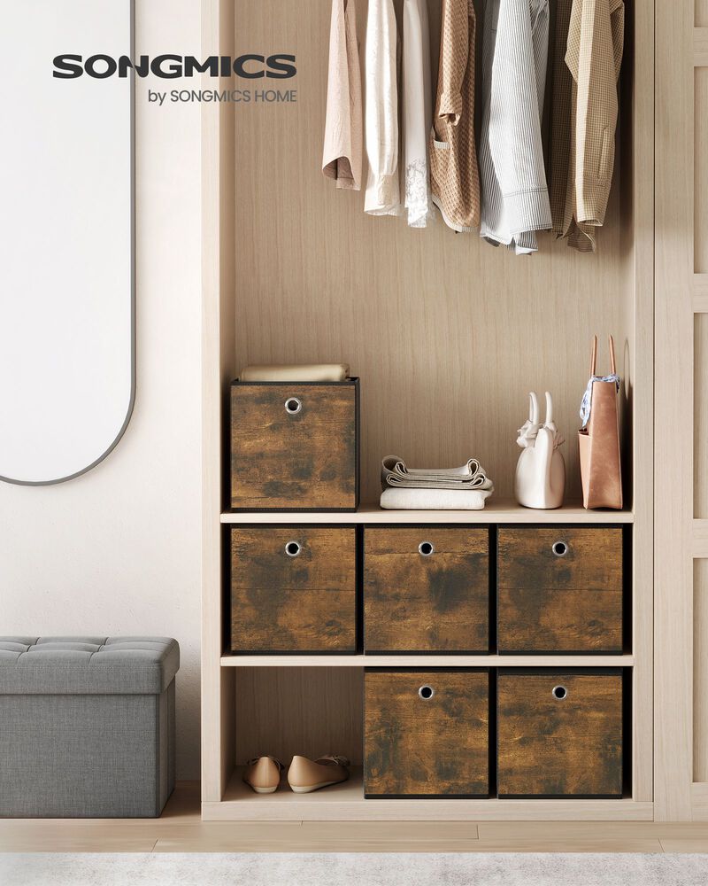 Foldable Storage Organizer Boxes &ndash; Set of 6 Storage Cubes for Clothes