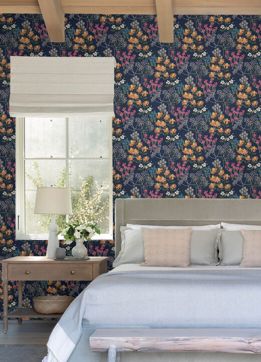 Cultivate Navy Springtime Blooms Wallpaper