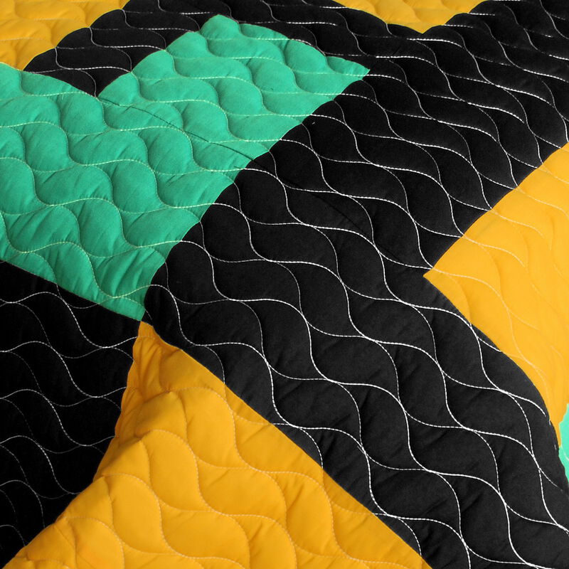 Lightweight 3PC Vermicelli-Quilted Patchwork Quilt Set All-Season Bedspread image number 3