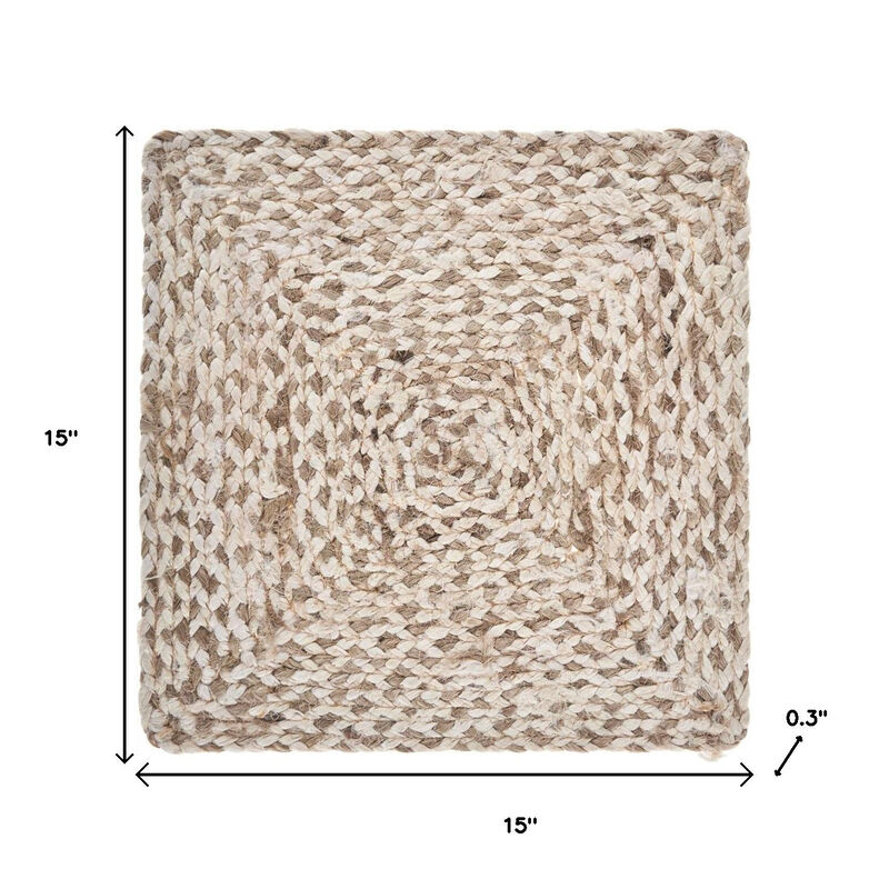 HomeRoots 15" Set of Four Ivory And Natural Jute Square Placemats image number 4