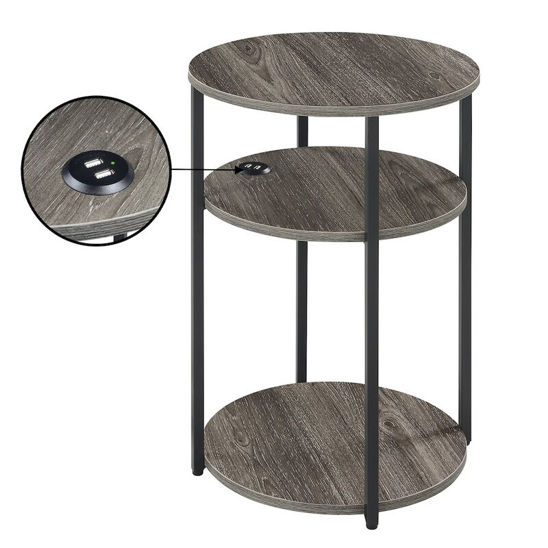 Designs2Go Simon 3 Tier End Table with USB Ports