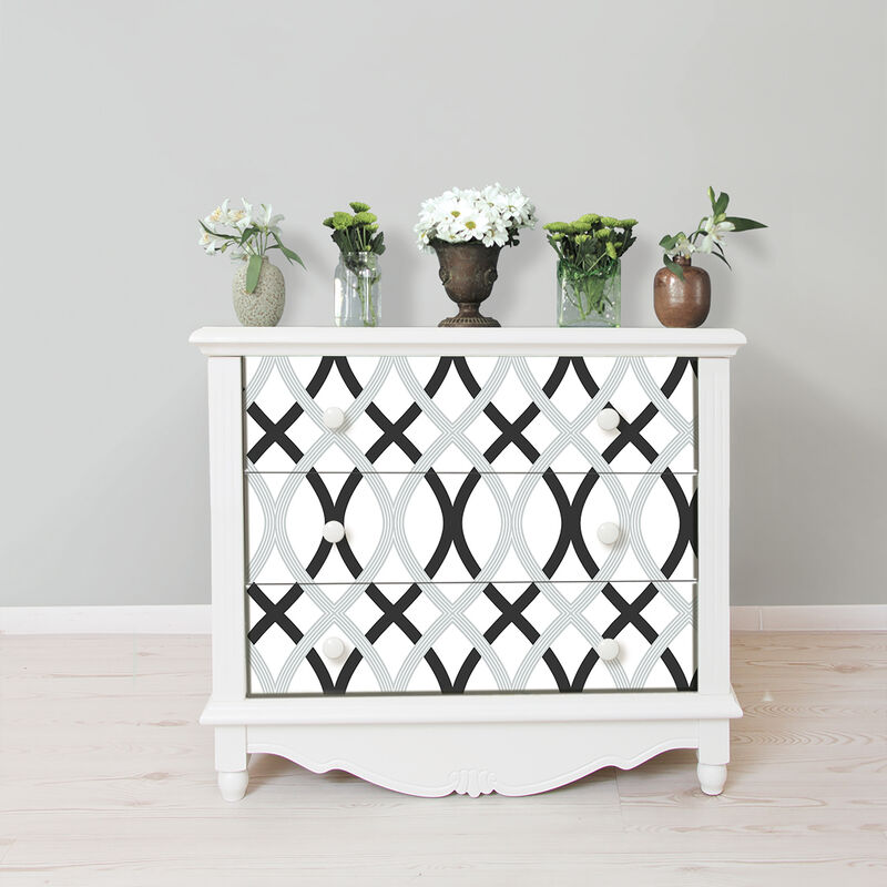 Black & Silver Lattice Peel & Stick Wallpaper image number 2