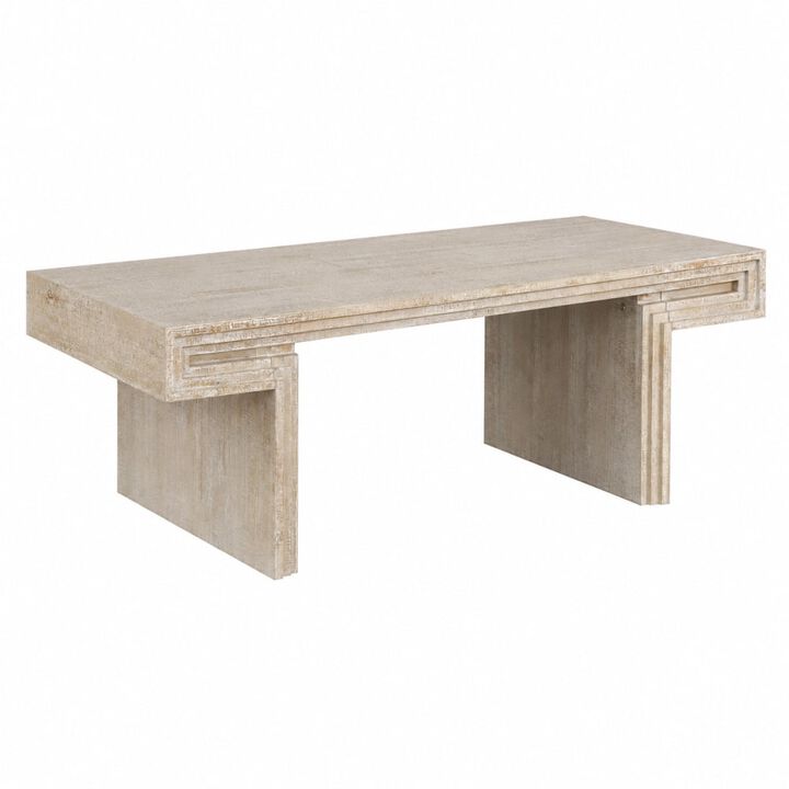 GOODSILO Vintage Industrial Rectangular Coffee Table with Double-Tier Open Shelving Reclaimed Wood Texture Rustic Finish for Living Room Home Office Use