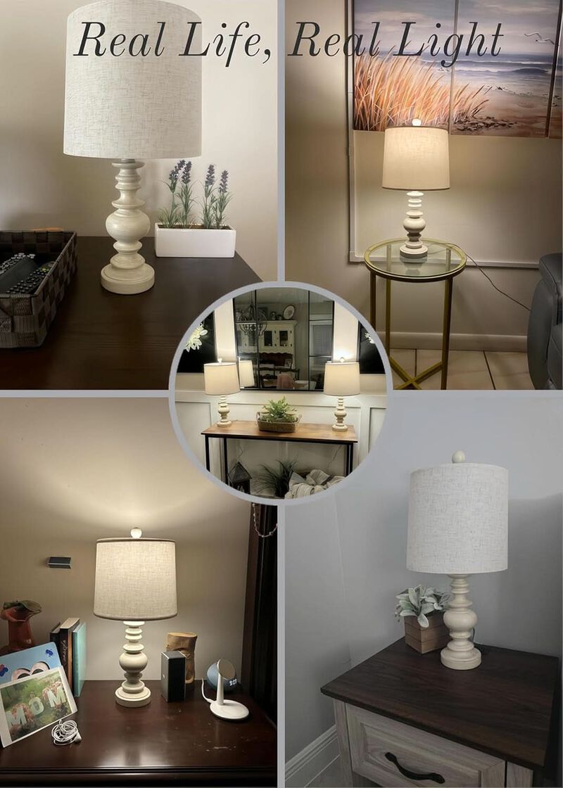 ShipItFurniture Antique White Rustic Table Lamps Twin Pack Deluxe image number 5