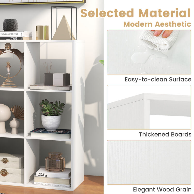 9 Cube Bookshelf with Back Guardrail for Living Room Bedroom