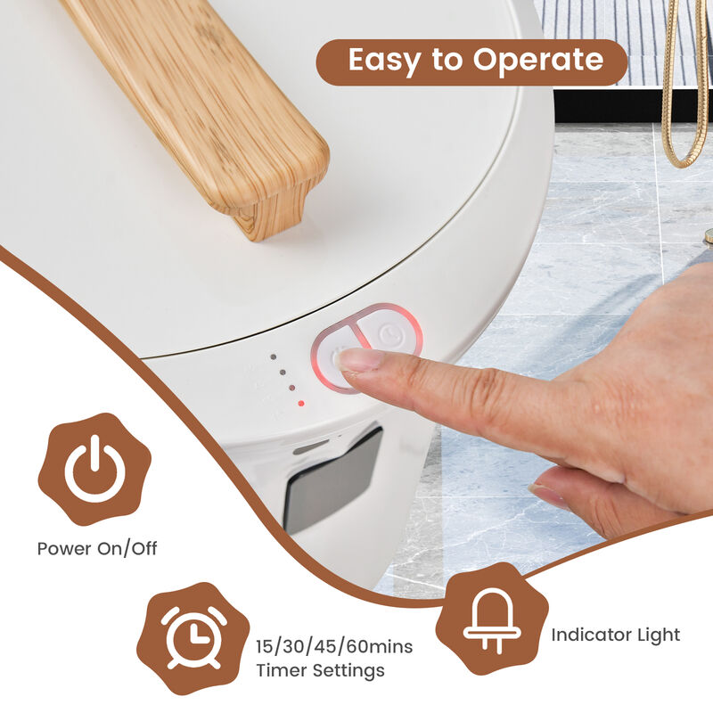 Luxury Bucket Towel Warmer with 4 Timer Settings and Portable Handle-White