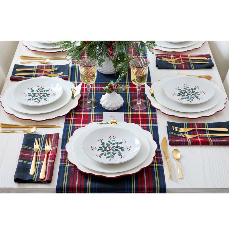Solino Home Stewart Plaid 100% Linen Table Runner &ndash; Handcrafted, Machine Washable, Perfect for Holiday and Everyday Dining