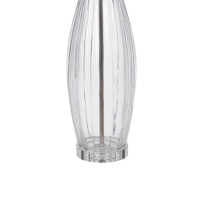 Table Lamp Set of 2, Bullet Shaped Clear Glass, Off White Drum Shade image number 6
