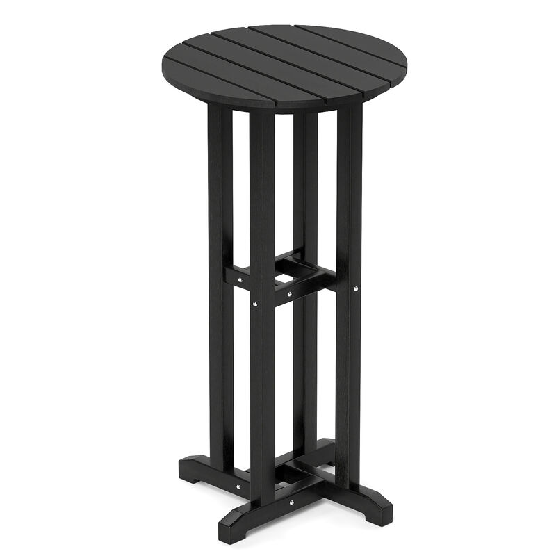 Outdoor Bar Table – Round HDPE Bar Height Table with Slatted Design