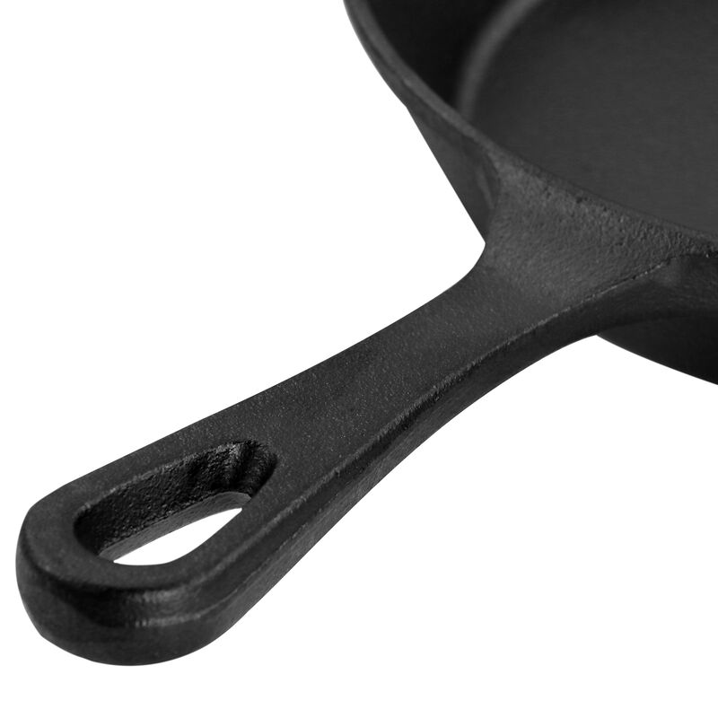 MegaChef 8 Inch Round Preseasoned Cast Iron Frying Pan in Black