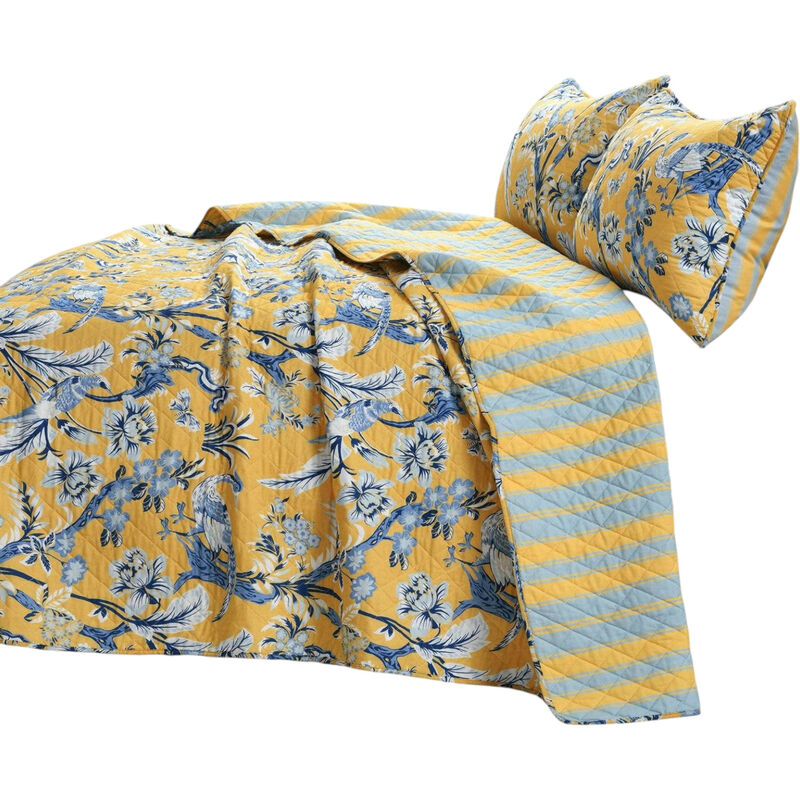 Polyester Peacock Bedding Set &ndash; Lightweight 3-PC Quilt Ensemble