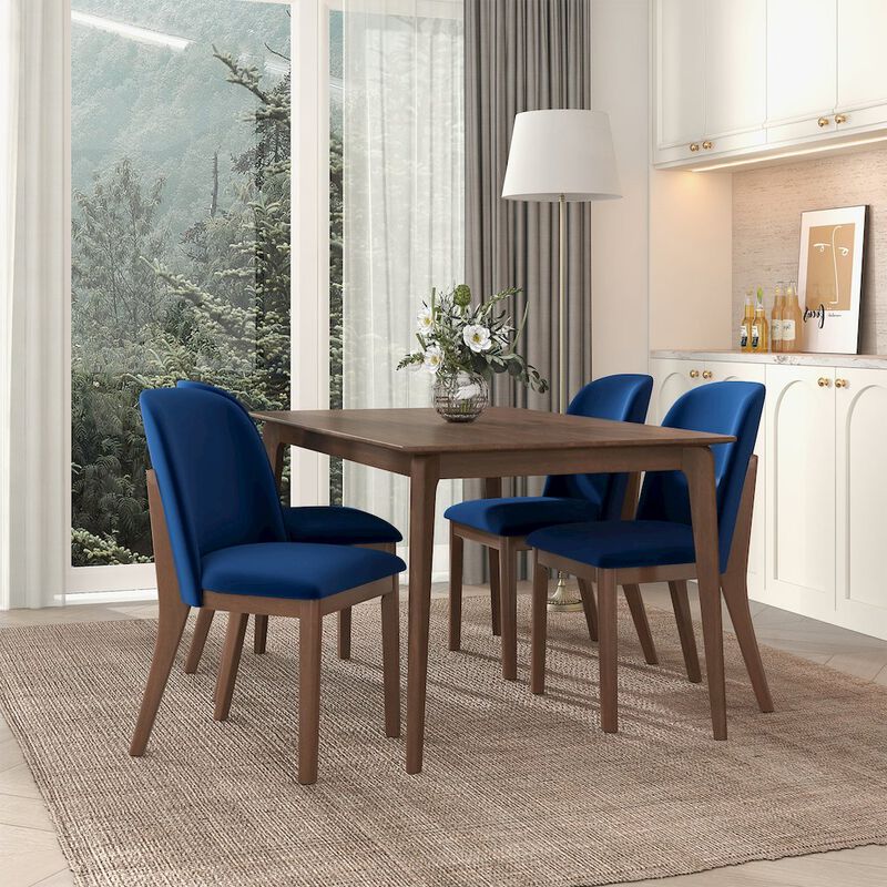 Ashcroft Furniture Kaitlyn  Navy Blue Velvet Dining Chair (Set Of 2)