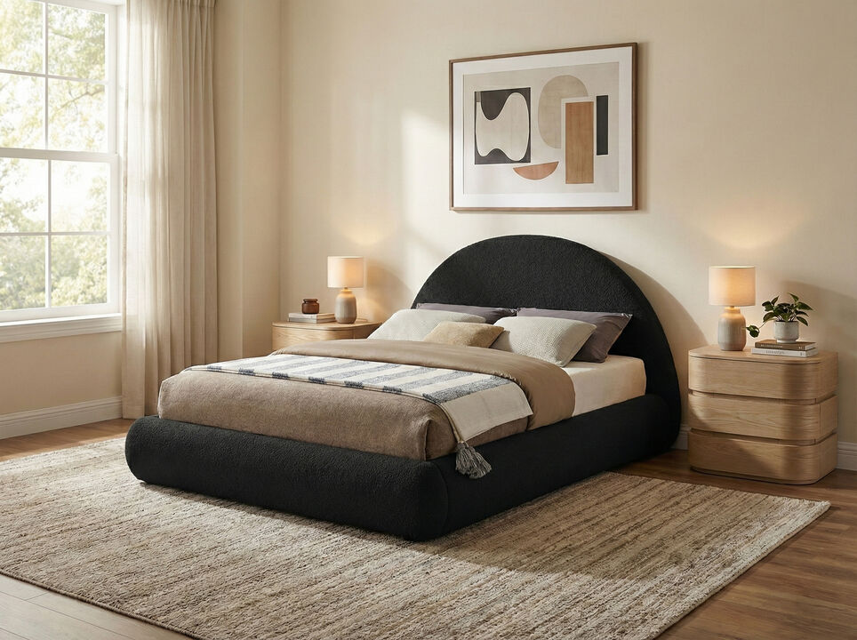 Meridian Furniture Rudy Black Teddy Fabric Full Bed