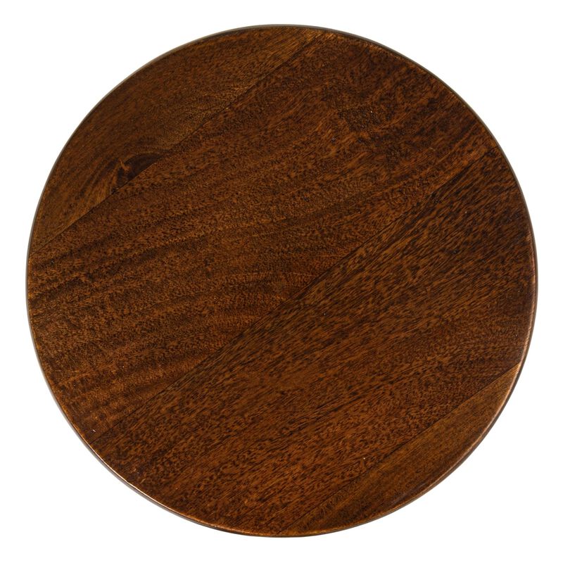 Semi-Sphere Mango Wood Accent Table with Solid Legs, Walnut Finish image number 6