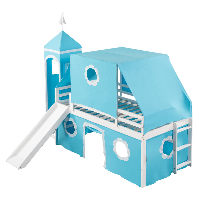 Merax Castle Loft Bed with Slide and Tent