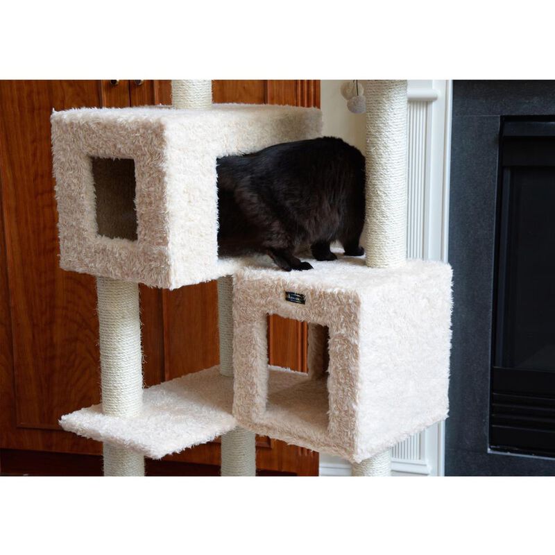 Armarkat Multi-Level Real Wood Cat Tree With Two Spacious Condos