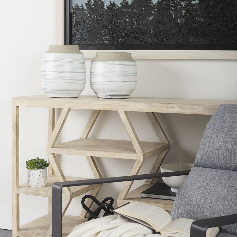 Decorative Abstract Ceramic Cylinder Vase for Living Room or Entryway