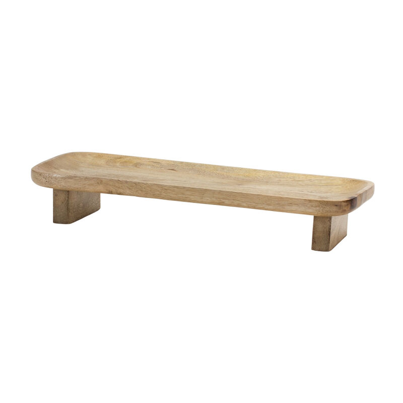 HomeRoots Set of Two Natural Solid Wood Riser Trinket Tray image number 2