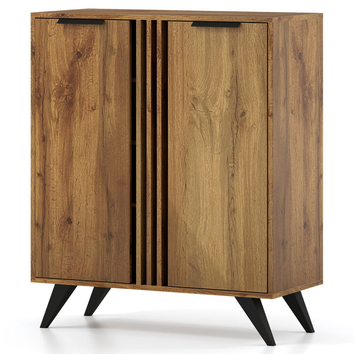 Modern 4-Tier Shoe Storage Cabinet with 2 Doors Organizer