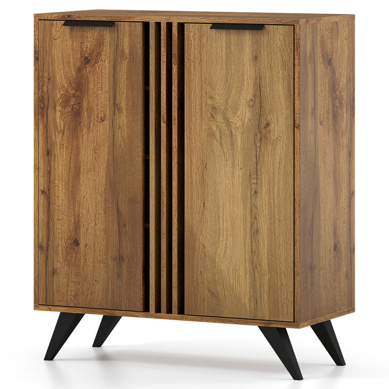Modern 4-Tier Shoe Storage Cabinet with 2 Doors Organizer image number 0
