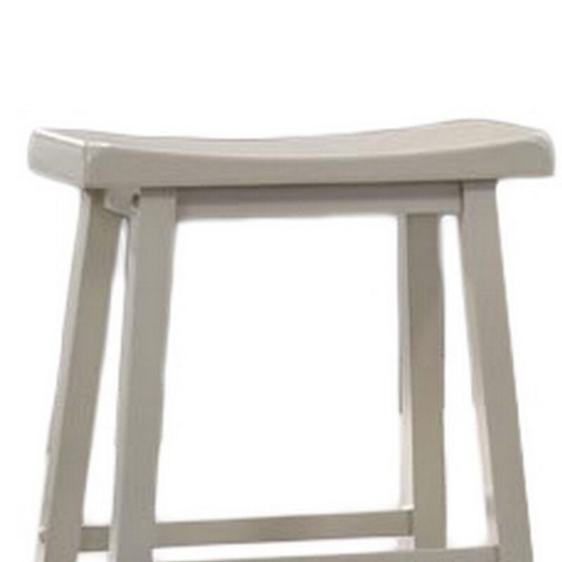 24 Inch Ergonomic Counter Height Stool, Set of 2, Curved Saddle Seat, Gray - Benzara