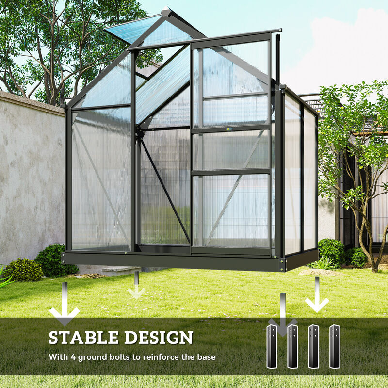 Hivvago 6.2' x 4.3' Walk-in Polycarbonate Greenhouse Kit image number 5