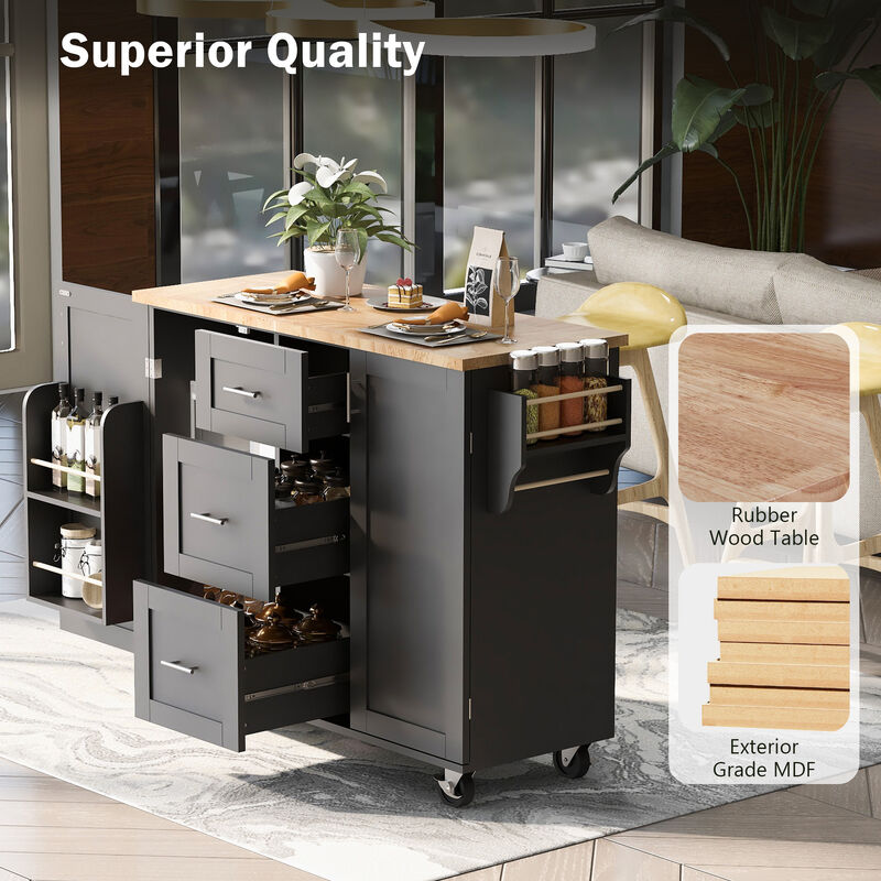 Merax Modern Kitchen Cart Rolling Kitchen Island with Storage