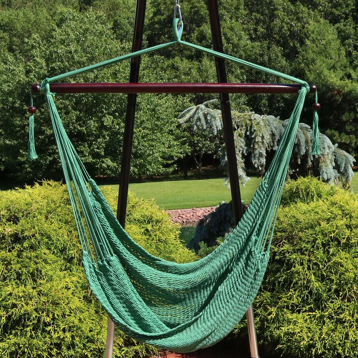Sunnydaze Extra Large Polyester Rope Hammock Chair and Spreader Bar