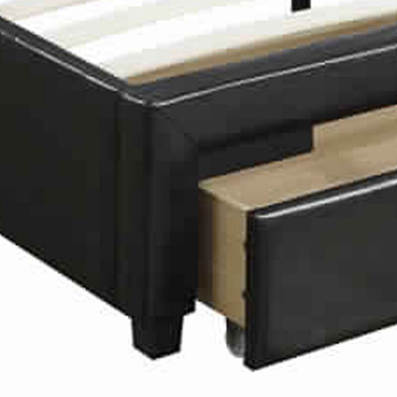Queen Bedroom Set, Black Wood, 3 Piece Set with 2 Nightstands image number 3