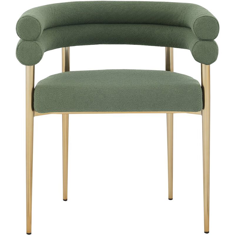 Meridian Furniture Brielle Green Boucle Fabric Dining Chair, Set of 2